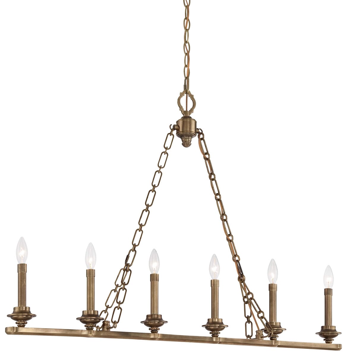 Metropolitan Leicester 41" 6-Light Island Pendant in Aged Brass