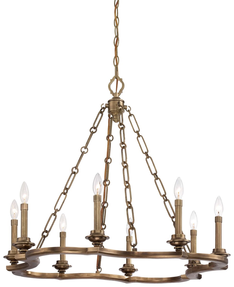 Metropolitan Leicester 32.25" 8-Light Chandelier in Aged Brass