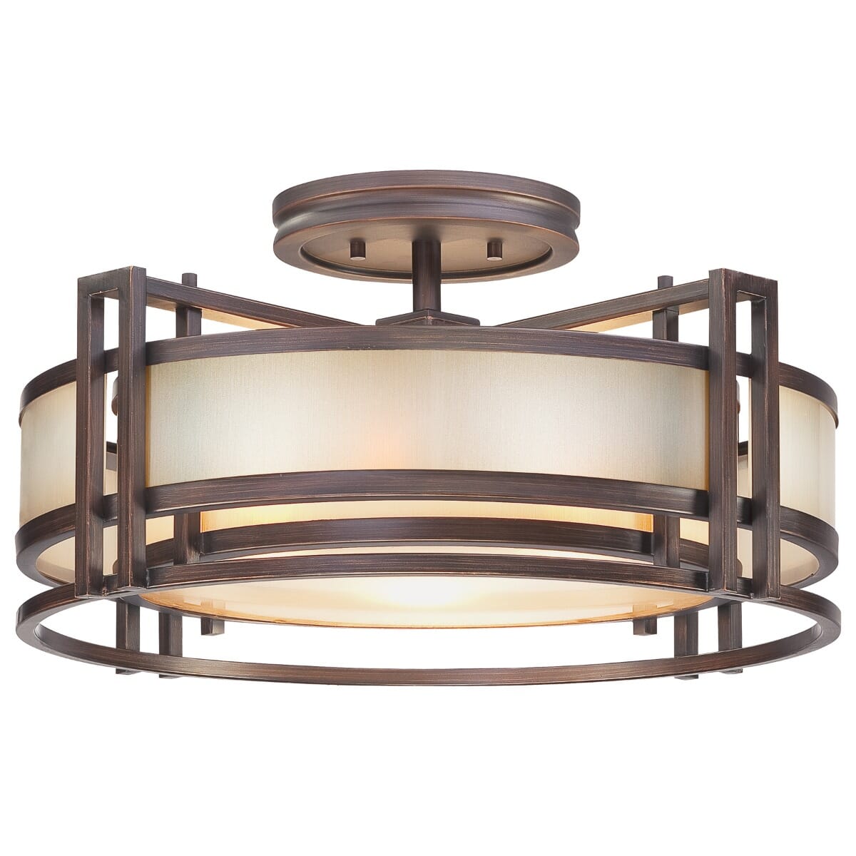 Metropolitan Underscore Semi-Flush Art Deco Ceiling Light in Cimmaron Bronze