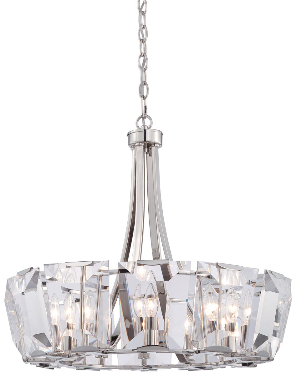 Metropolitan Castle Aurora 25.5" 12-Light Chandelier in Polished Nickel