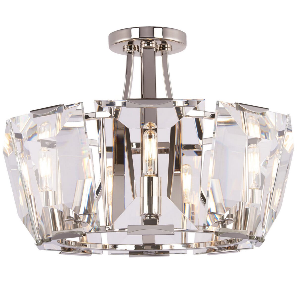 Metropolitan Castle Aurora 8-Light Semi-Flush Mount in Polished Nickel