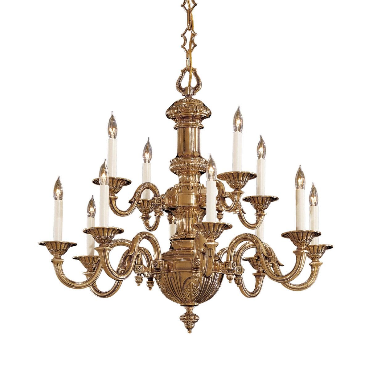 Metropolitan European 12-Lt Chandelier in Classic Brass