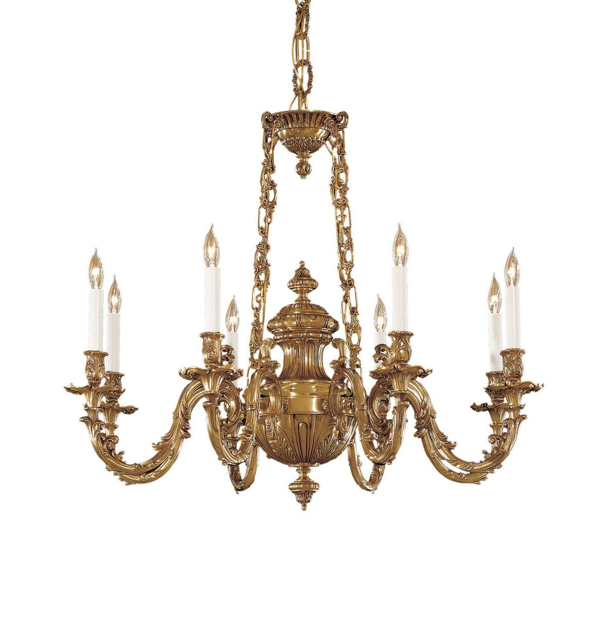 Metropolitan European 8-Lt Chandelier in Classic Brass