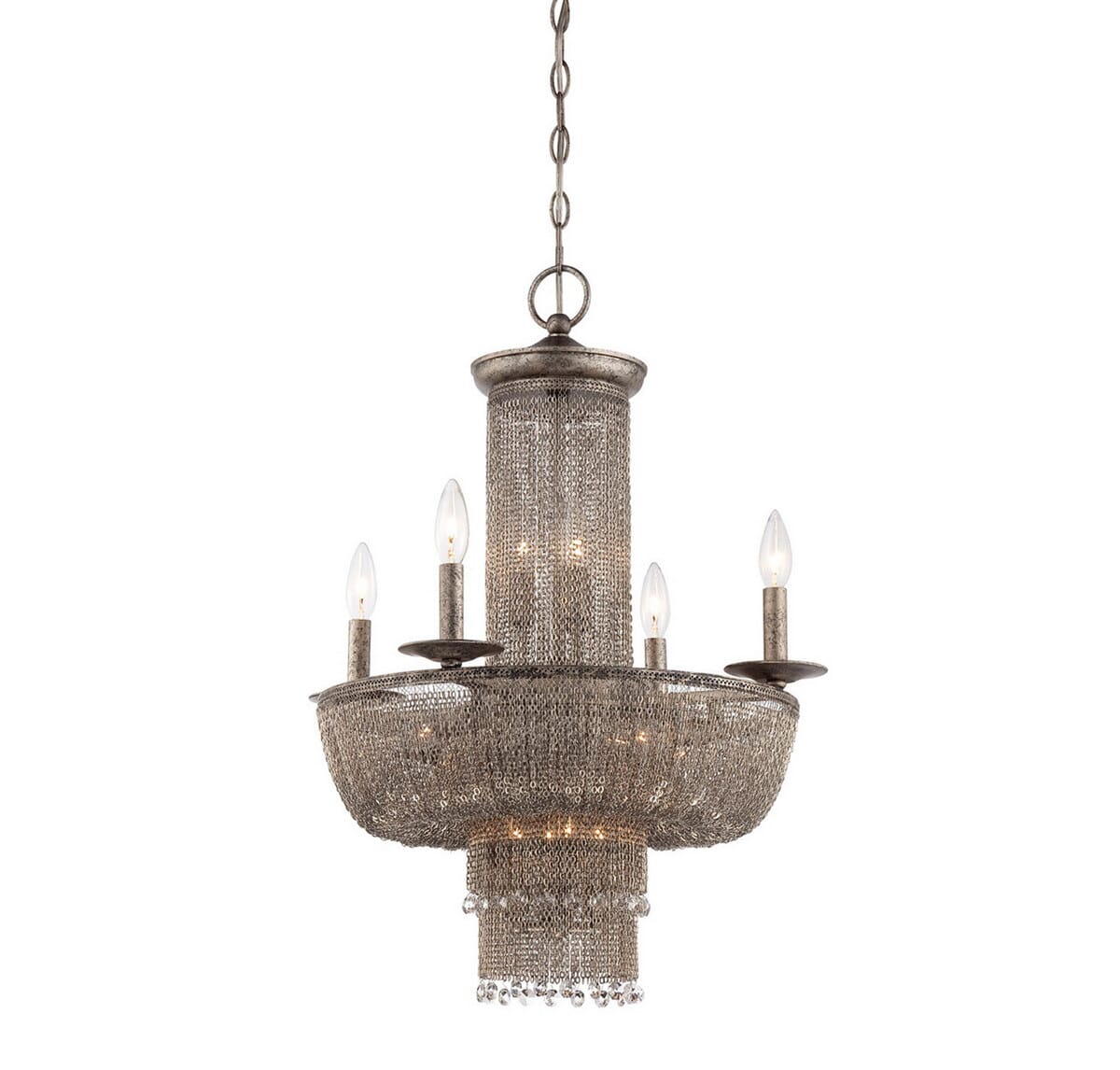 Metropolitan Shimmering Falls 15-Light Chandelier in Antique Silver