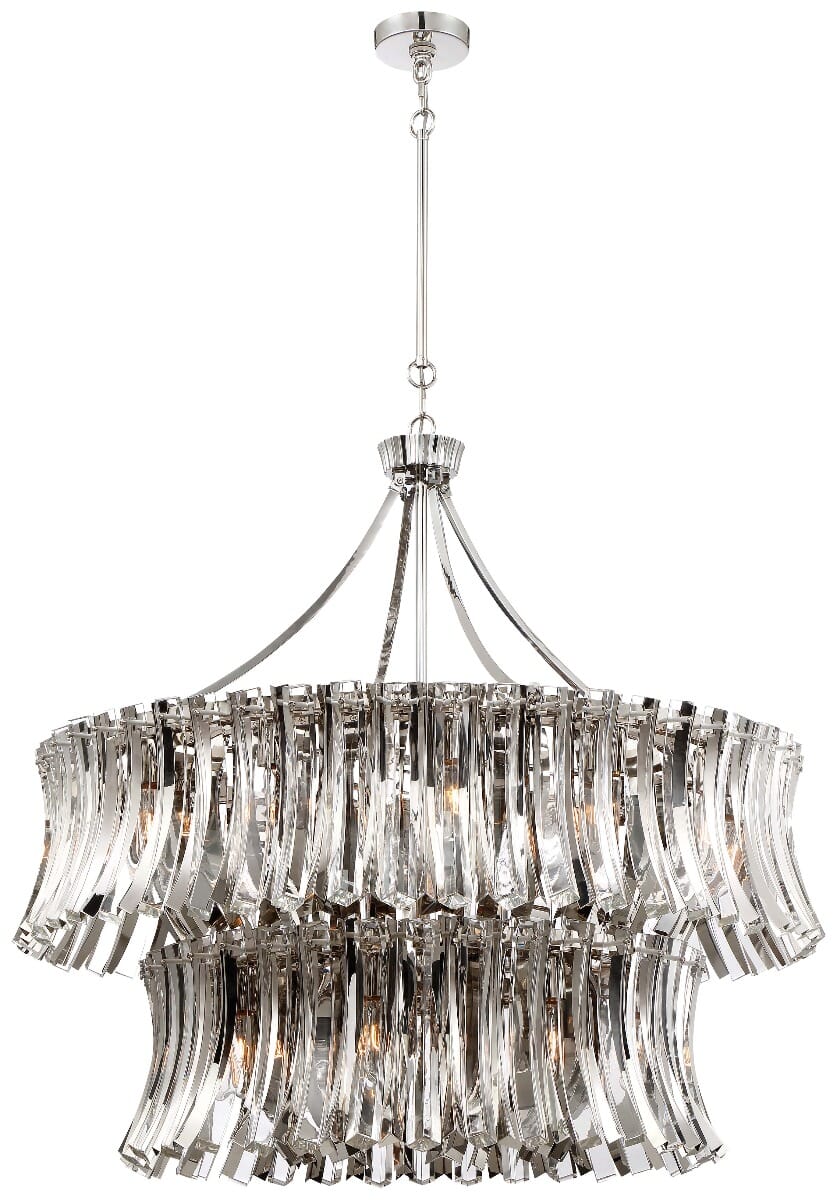 Metropolitan Elegance Royale 12-Light Transitional Chandelier in Polished Nickel