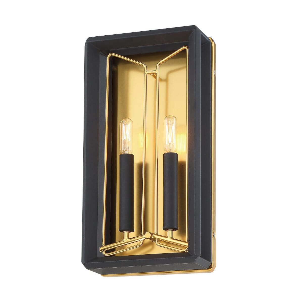 Metropolitan Sable Point 2-Light Wall Sconce in Sand Black with Honey Gold Accents