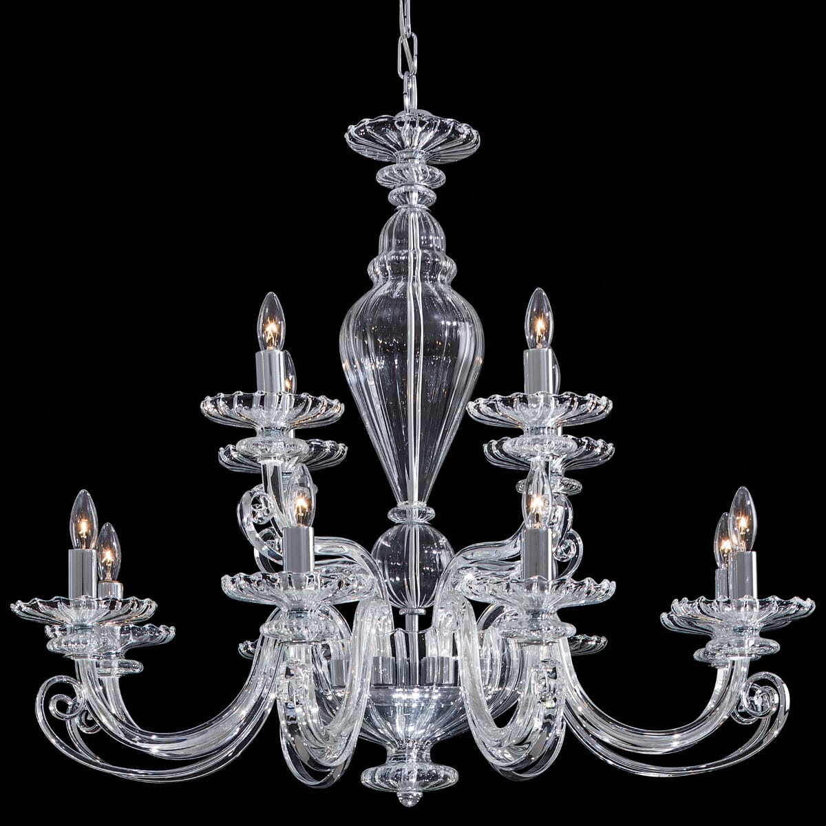 Metropolitan Family 12-Light Clear Glass Chandelier in Chrome