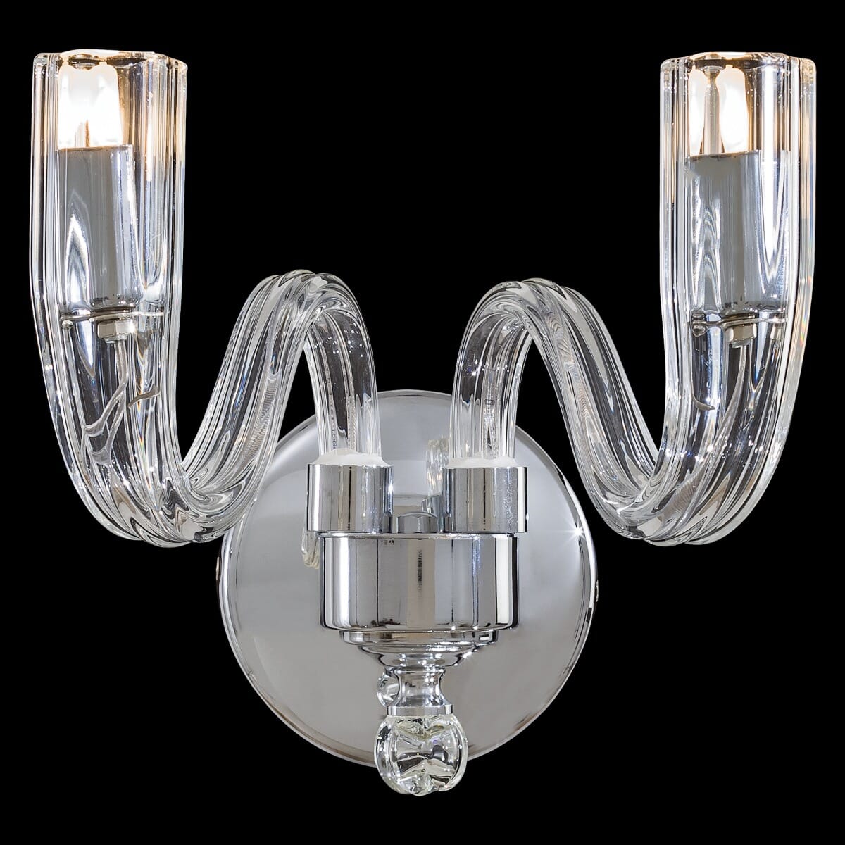 Metropolitan Family 2-Light Modern Glass Wall Sconce in Chrome