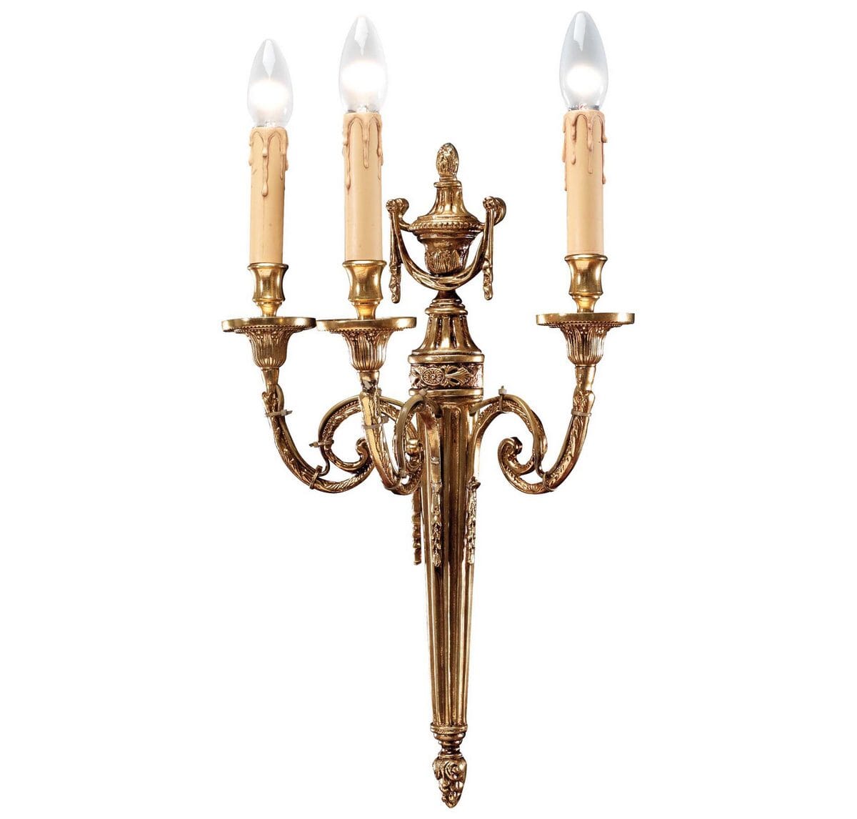 Metropolitan European 3-Lt Wall Sconce in French Gold