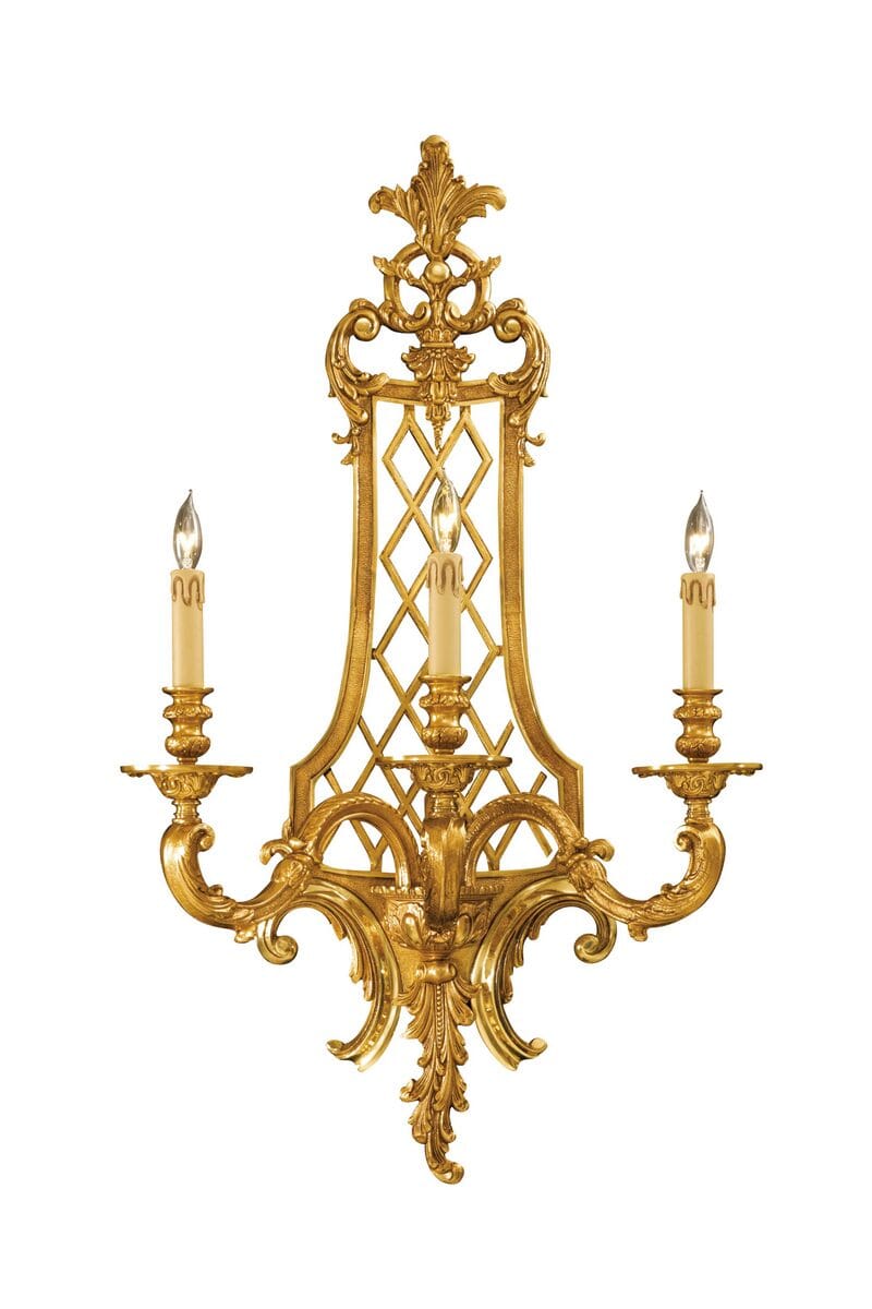 Metropolitan European 3-Lt Wall Sconce in French Gold