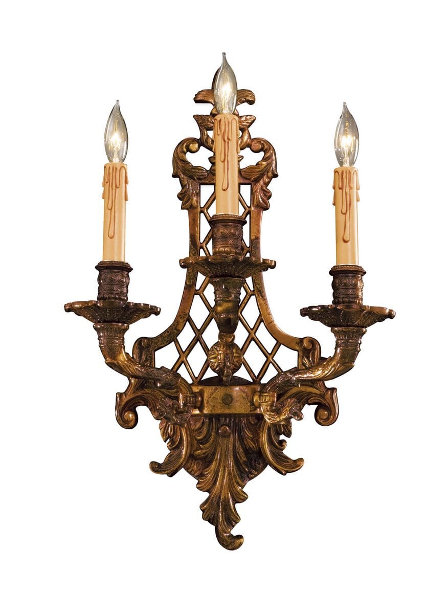 Metropolitan European 3-Lt Wall Sconce in Oxide Brass