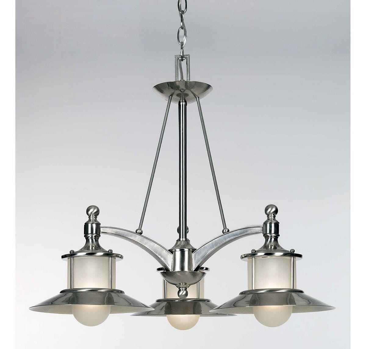 Quoizel New England 3-Light 22" Transitional Chandelier in Brushed Nickel