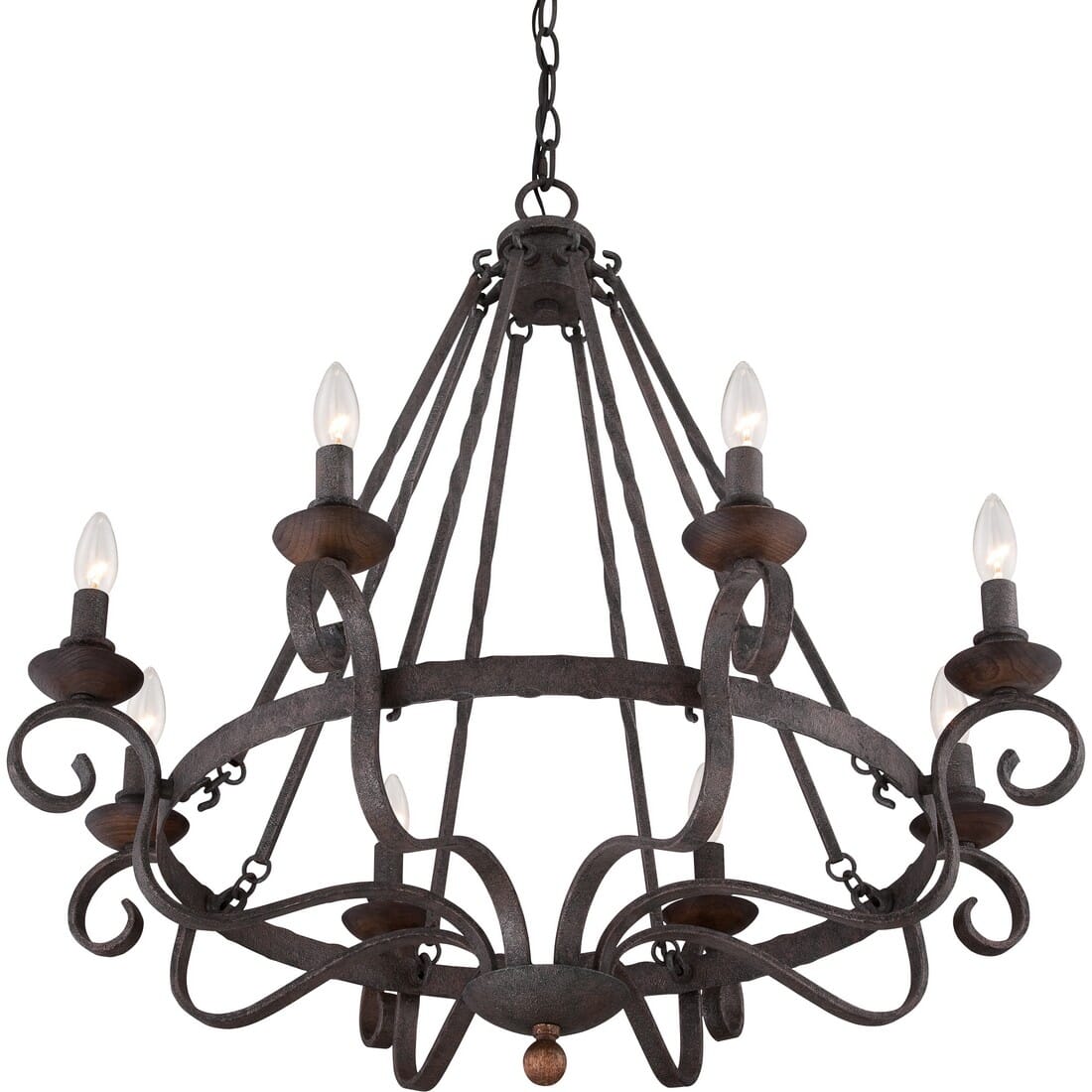 Quoizel Noble 8-Light Chandelier in Rustic Black