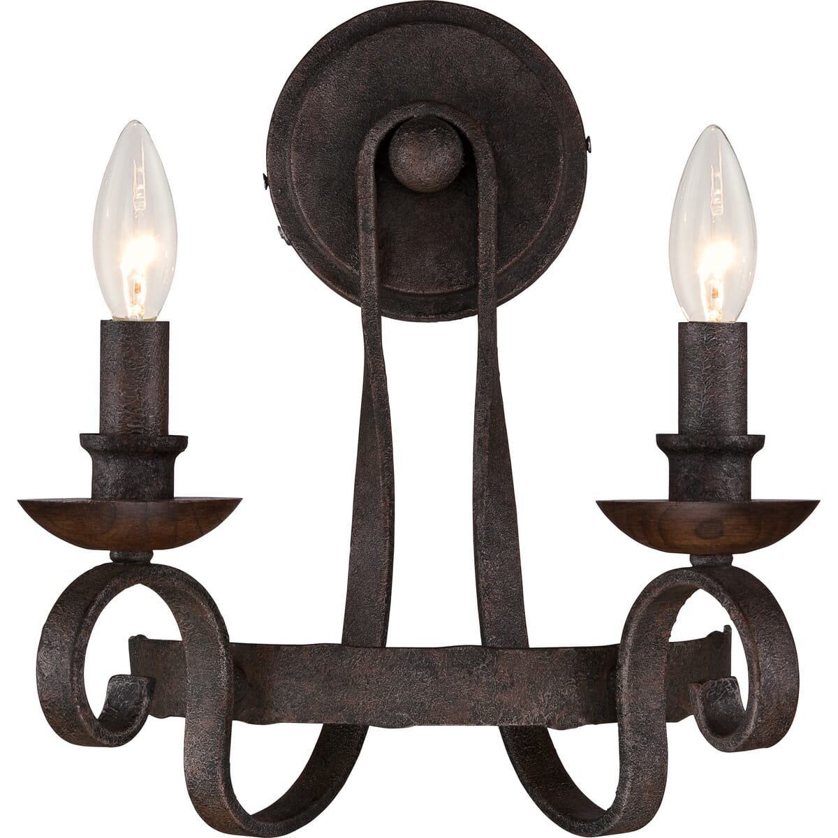 Quoizel Noble 2-Light 14" Wall Sconce in Rustic Black