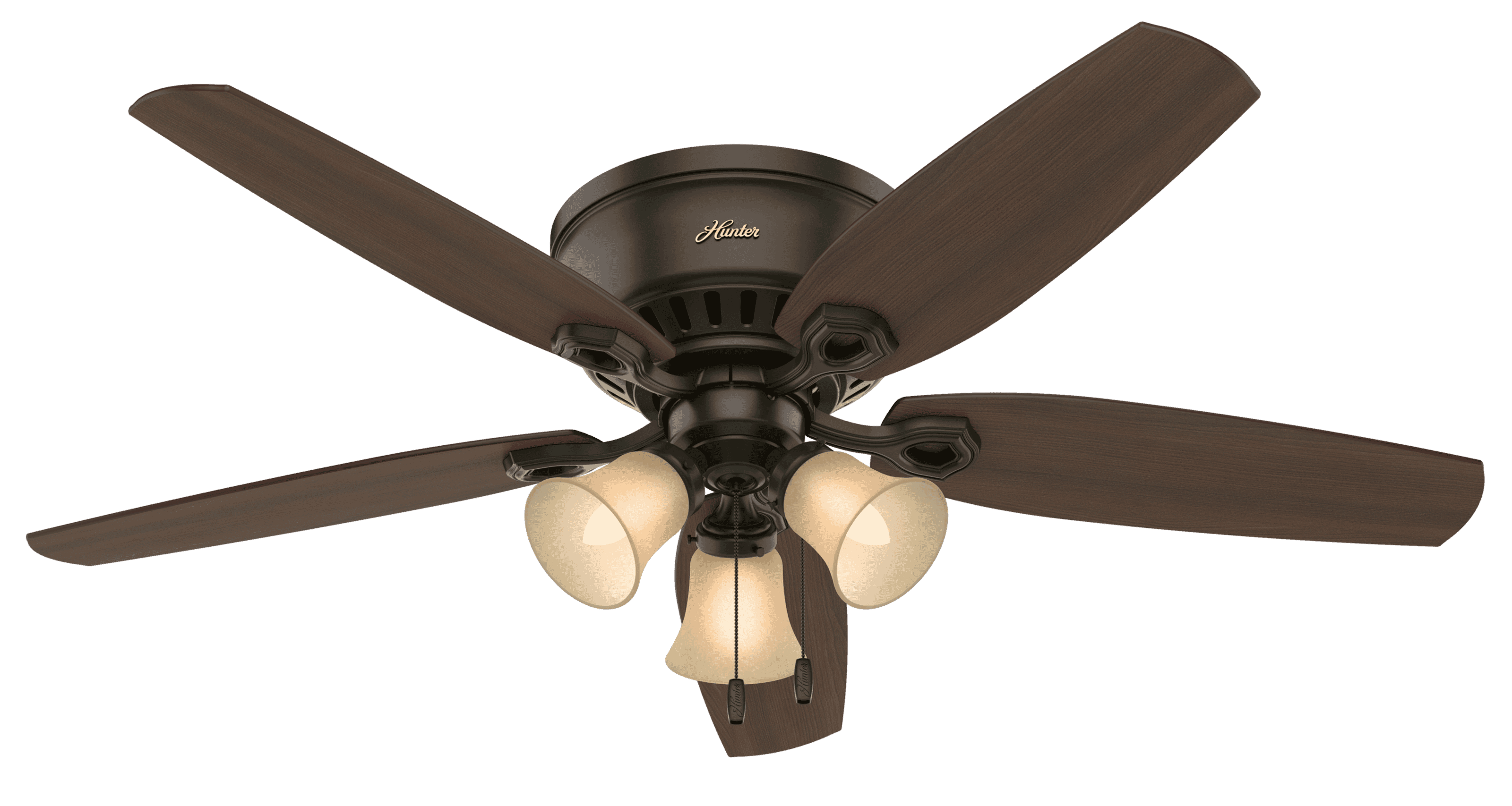 Hunter Builder 3-Light 52" Indoor Flush Mount Ceiling Fan in New Bronze