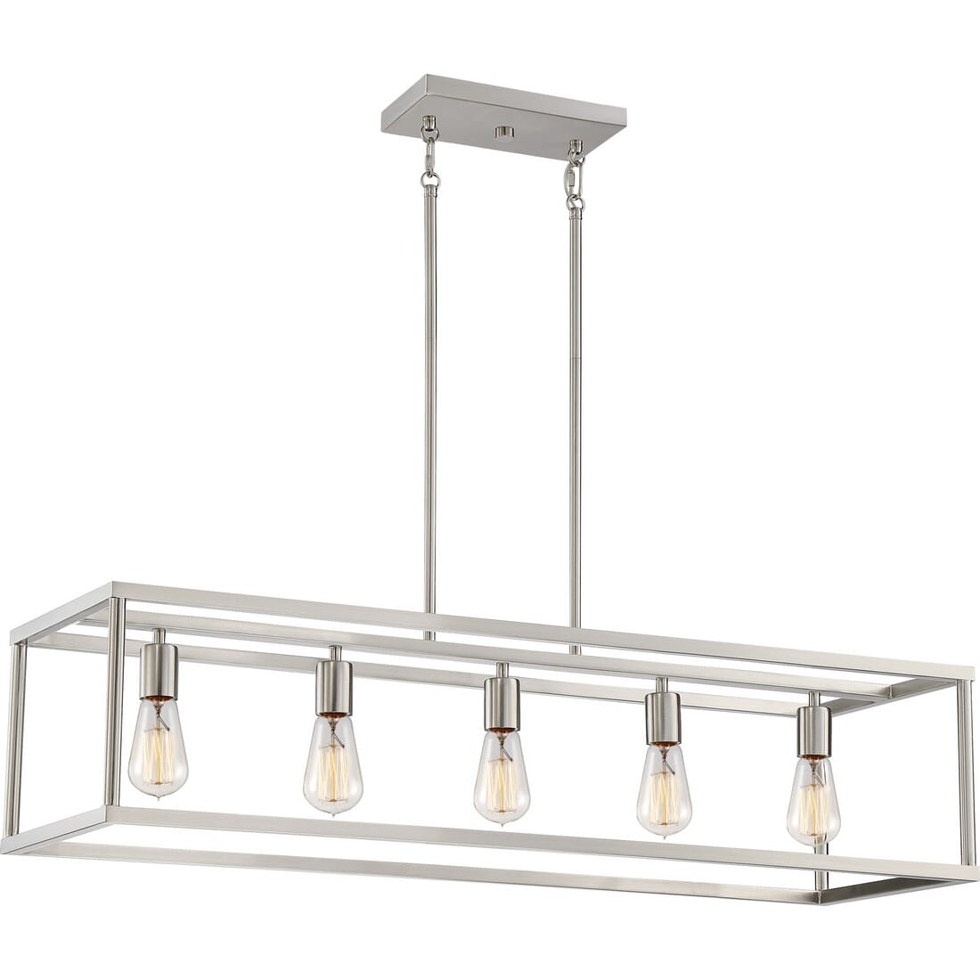 Quoizel New Harbor 5-Light 38" Kitchen Island Light in Brushed Nickel