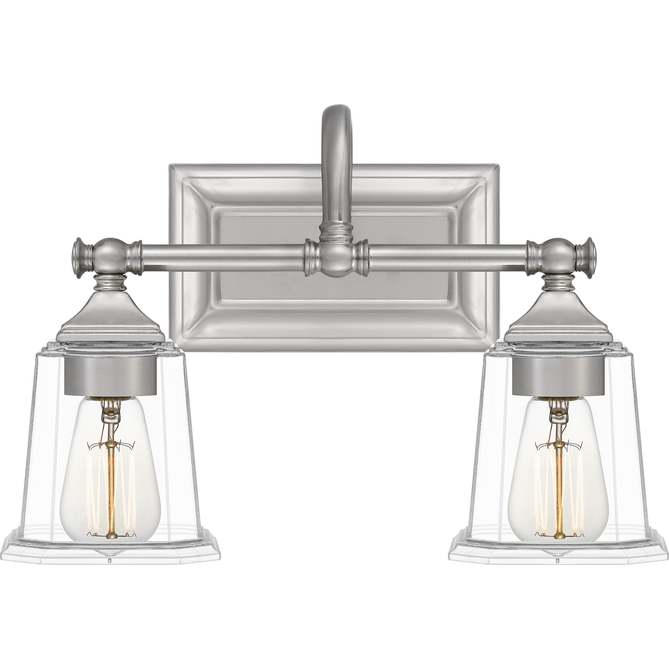 Quoizel Nicholas 2-Light Bathroom Vanity Light in Brushed Nickel