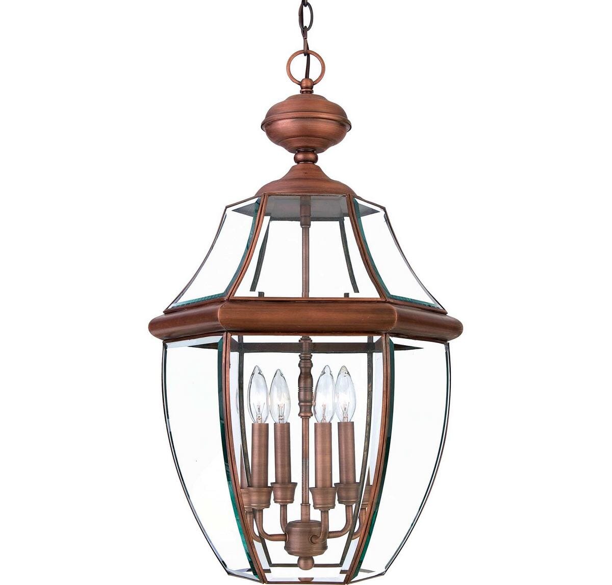 Quoizel Newbury 4-Light 16" Outdoor Hanging Light in Aged Copper