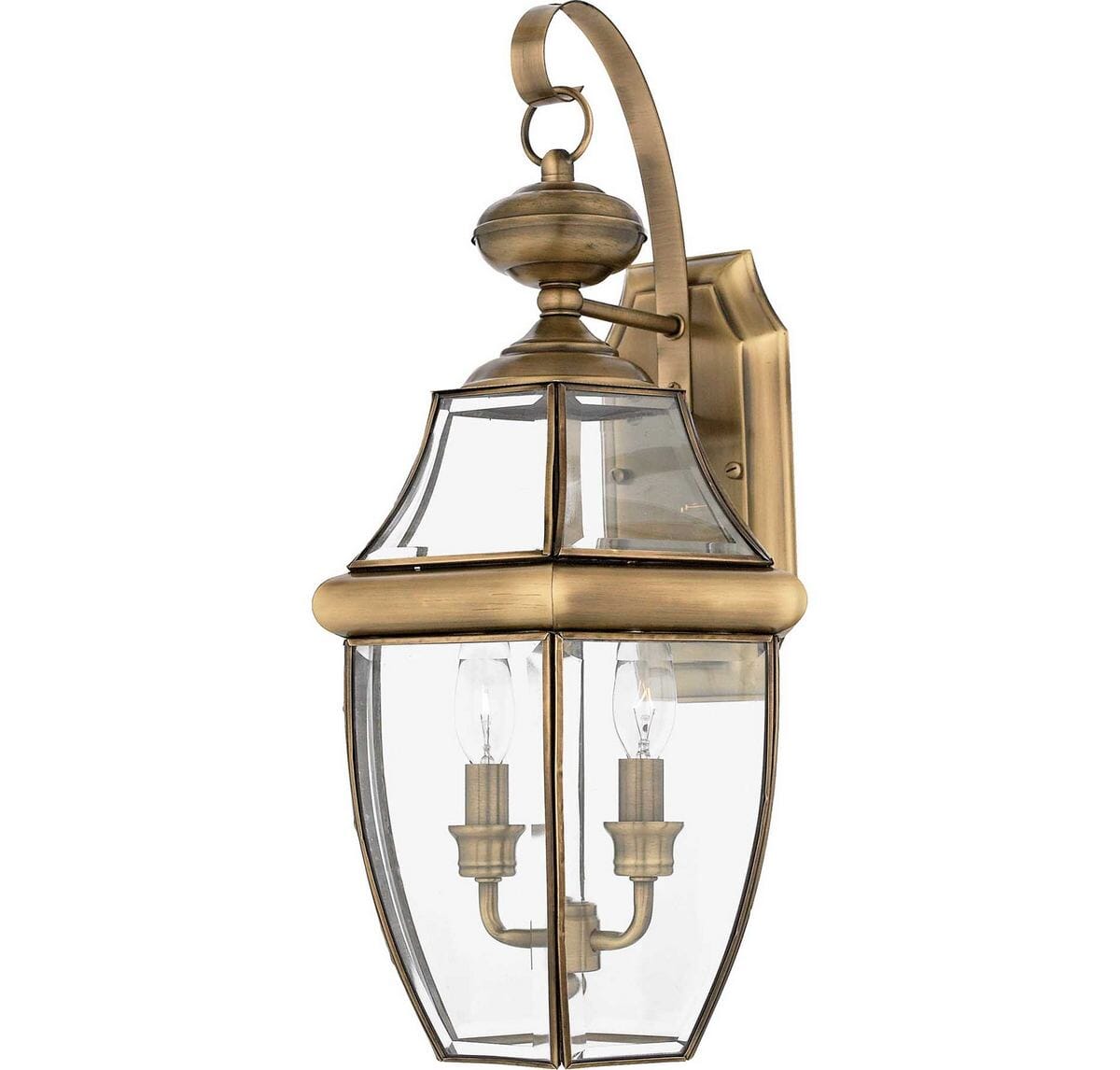 Quoizel Newbury 2-Light 11" Outdoor Wall Lantern in Antique Brass