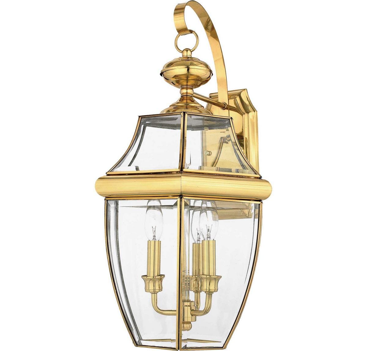 Quoizel Newbury 3-Light 12" Outdoor Wall Lantern in Polished Brass