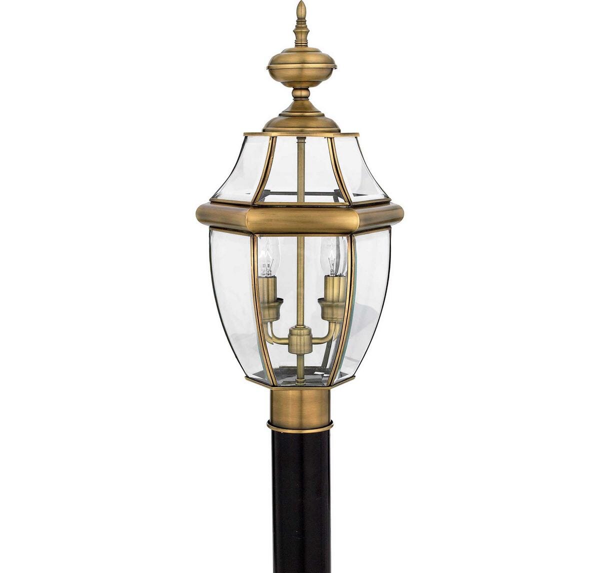 Quoizel Newbury 2-Light 11" Outdoor Post Light in Antique Brass