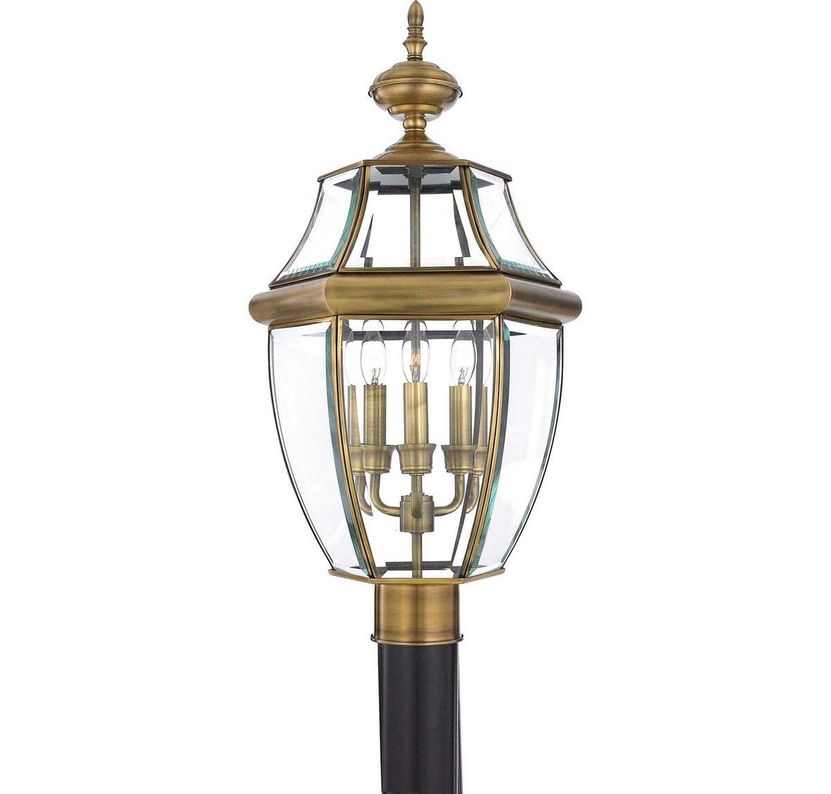 Quoizel Newbury 3-Light 13" Outdoor Post Light in Antique Brass