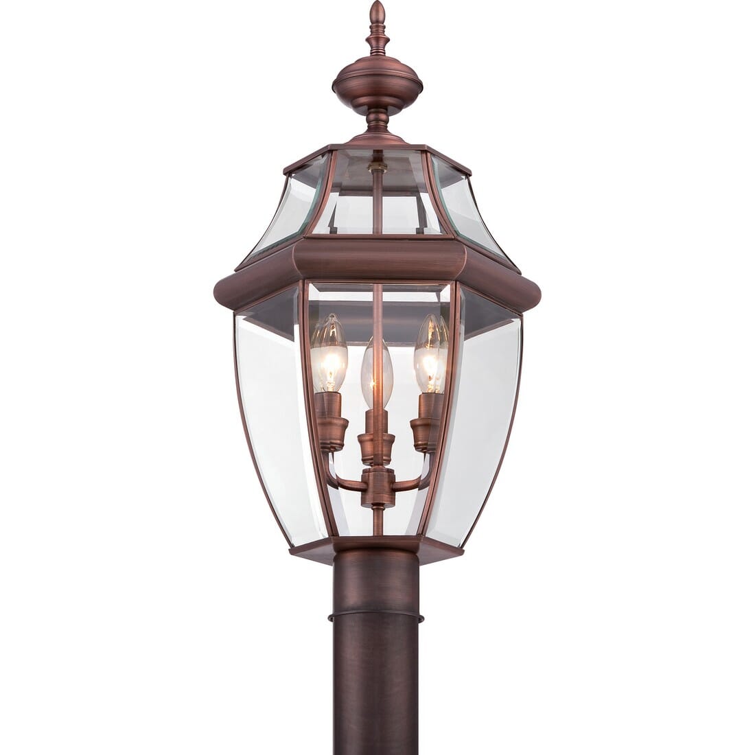 Quoizel Newbury 3-Light 13" Outdoor Post Light in Aged Copper