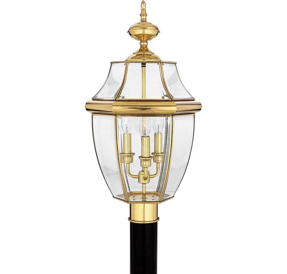 Quoizel Newbury 3-Light 13" Outdoor Post Light in Polished Brass