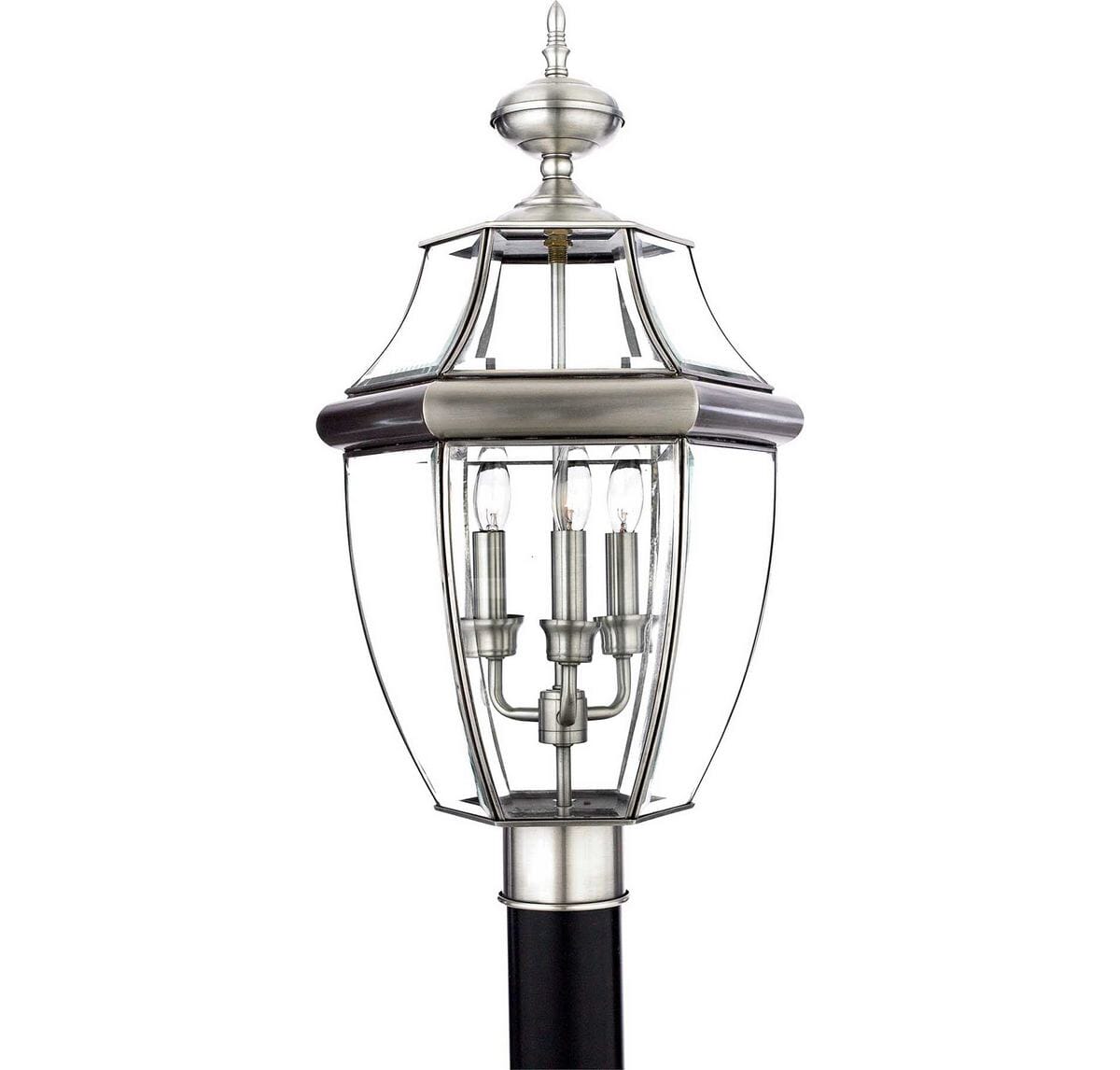 Quoizel Newbury 3-Light 13" Outdoor Post Light in Pewter