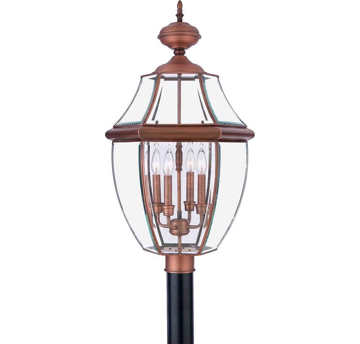 Quoizel Newbury 4-Light 16" Outdoor Post Light in Aged Copper