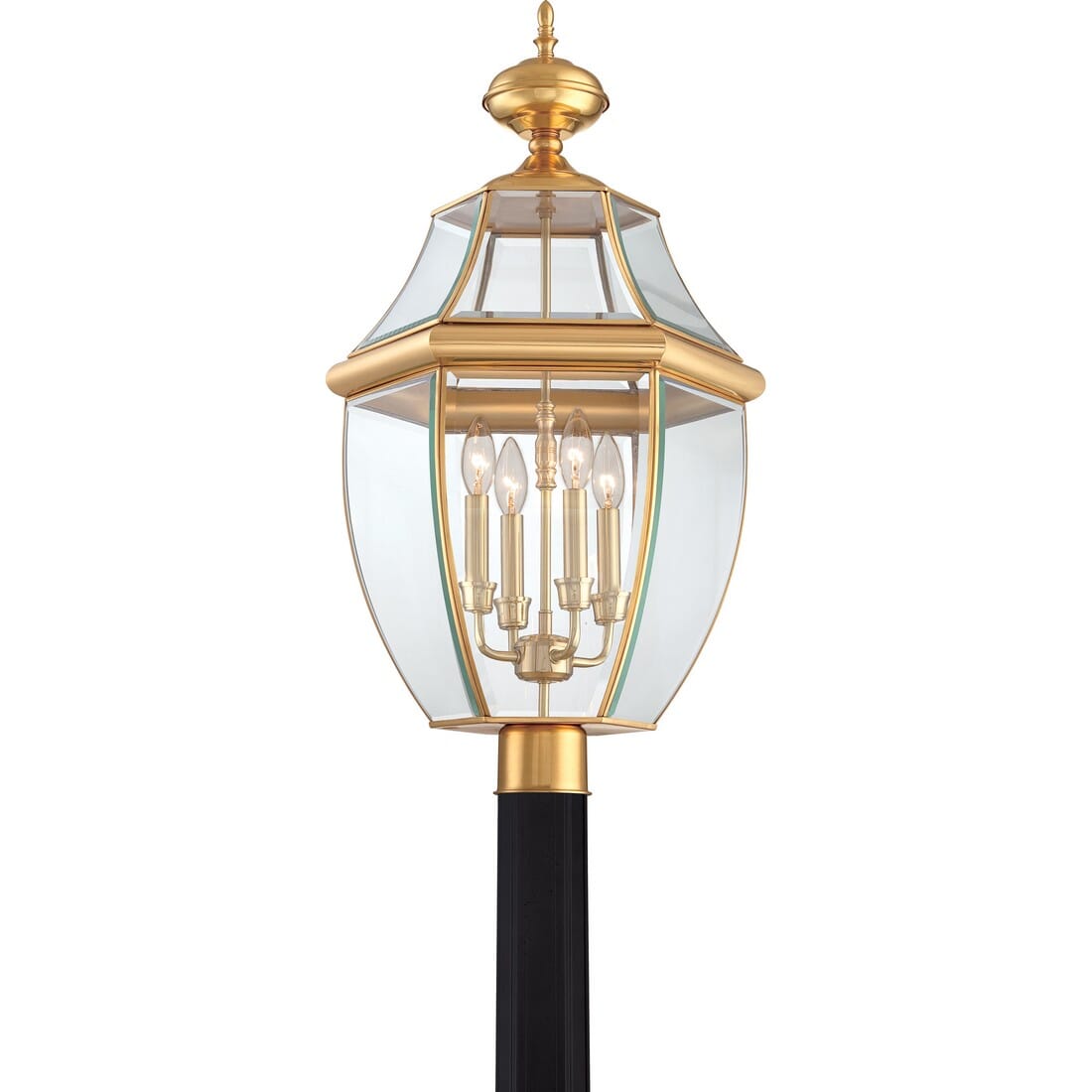 Quoizel Newbury 4-Light 16" Outdoor Post Light in Polished Brass