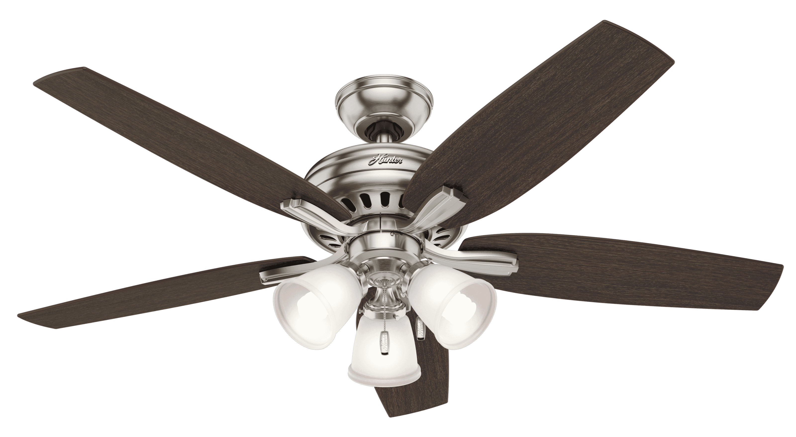 Hunter Newsome 3-Light 52" Indoor Ceiling Fan in Brushed Nickel