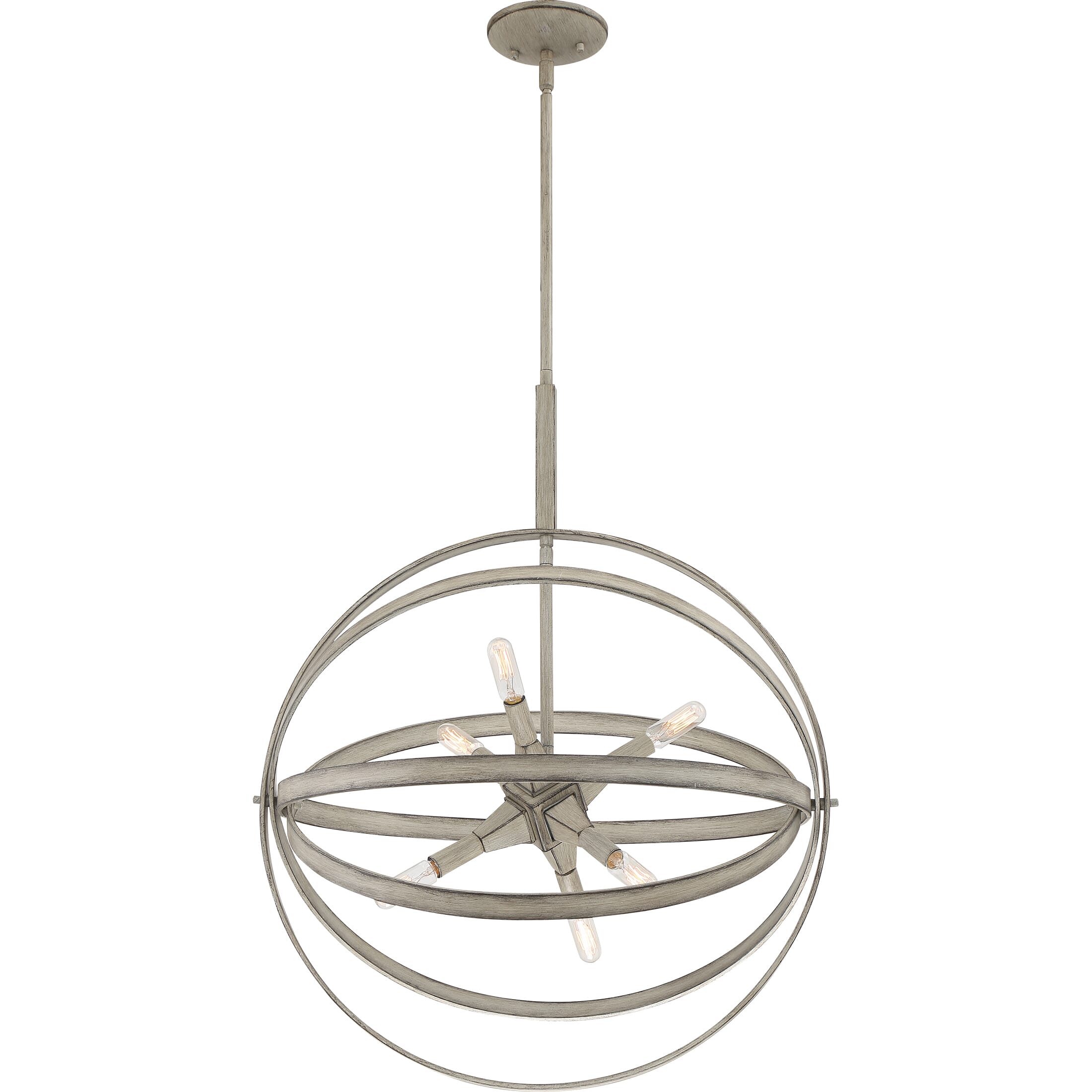 Quoizel Oculus 6-Light 22" Pendant Light in Weathered White Maple