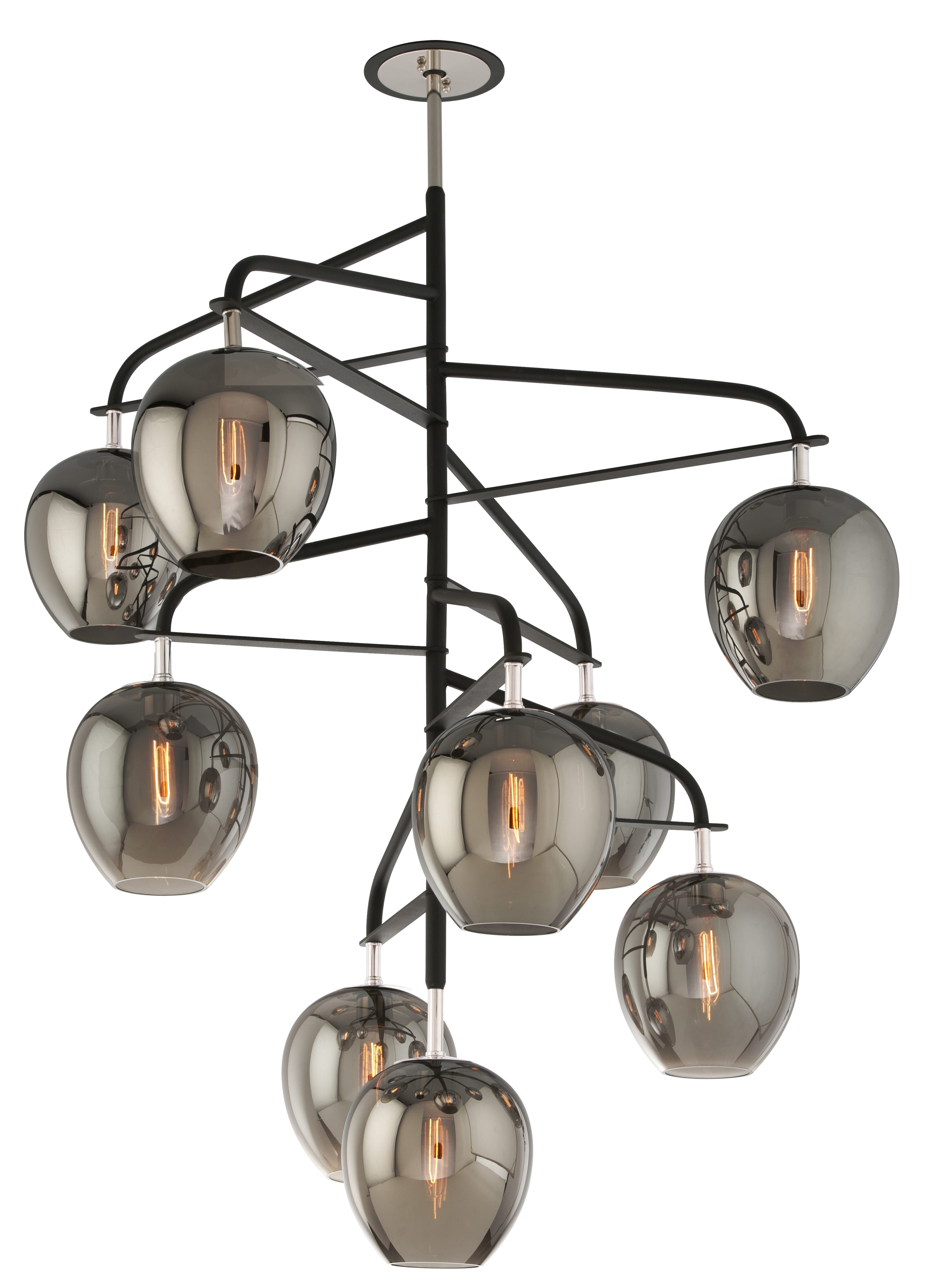 Troy Odyssey 9-Light Chandelier in Carbide Black Polished Nickel