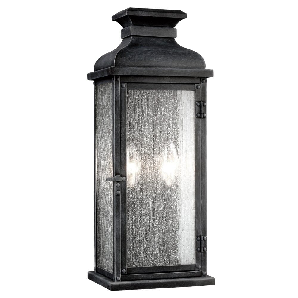 Feiss Pediment 18.13" 2-Light Outdoor Wall Sconce in Dark Weathered Zinc