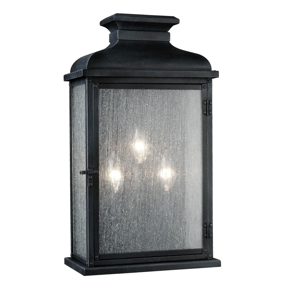 Feiss Pediment Outdoor Wall Sconce in Dark Weathered Zinc