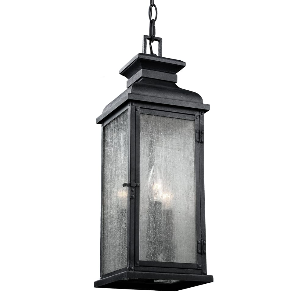 Feiss Pediment 2-Light Outdoor Pendant in Dark Weathered Zinc