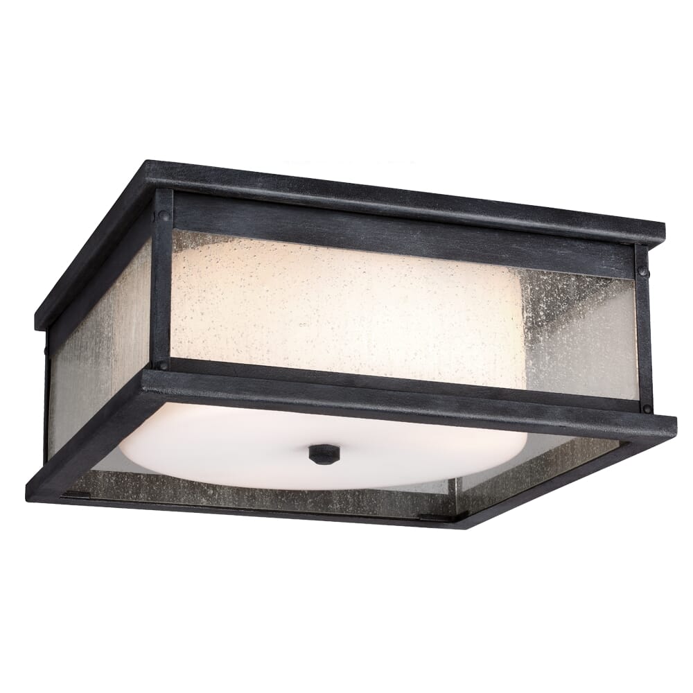 Feiss Pediment 2-Light Outdoor Flush Mount in Dark Weathered Zinc