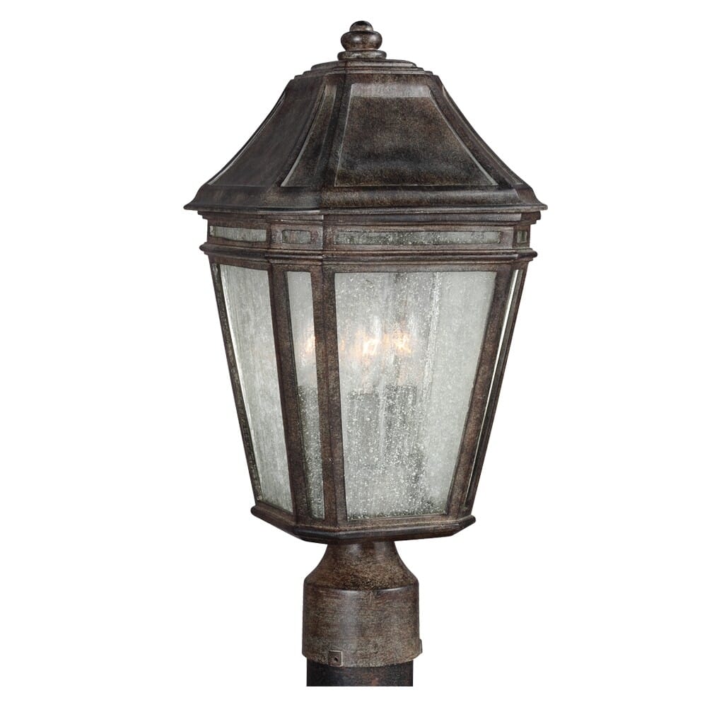 Feiss Londontowne 17" 3-Light Outdoor Post Lantern in Weathered Chestnut