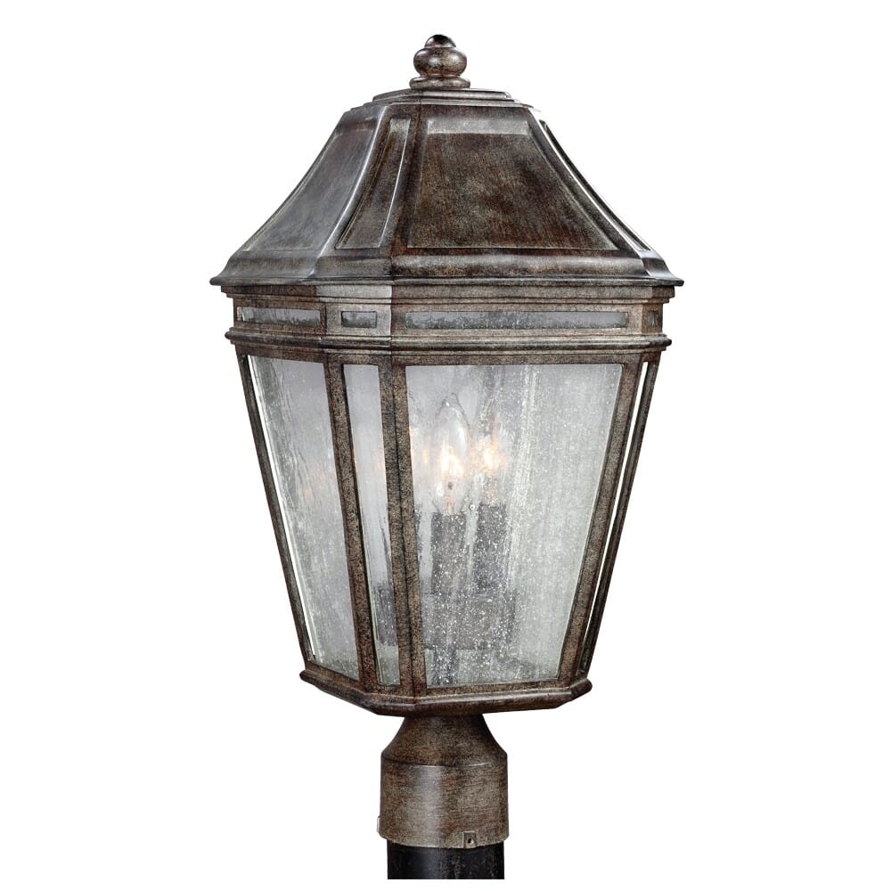 Feiss Londontowne 19.5" 3-Light Outdoor Post Lantern in Chestnut