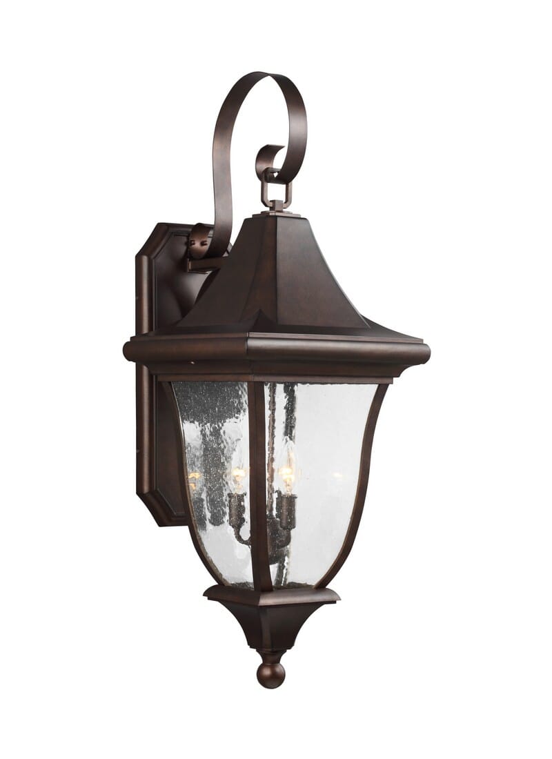 Feiss Oakmont 33.75" 3-Light Outdoor Wall Lantern in Patina Bronze