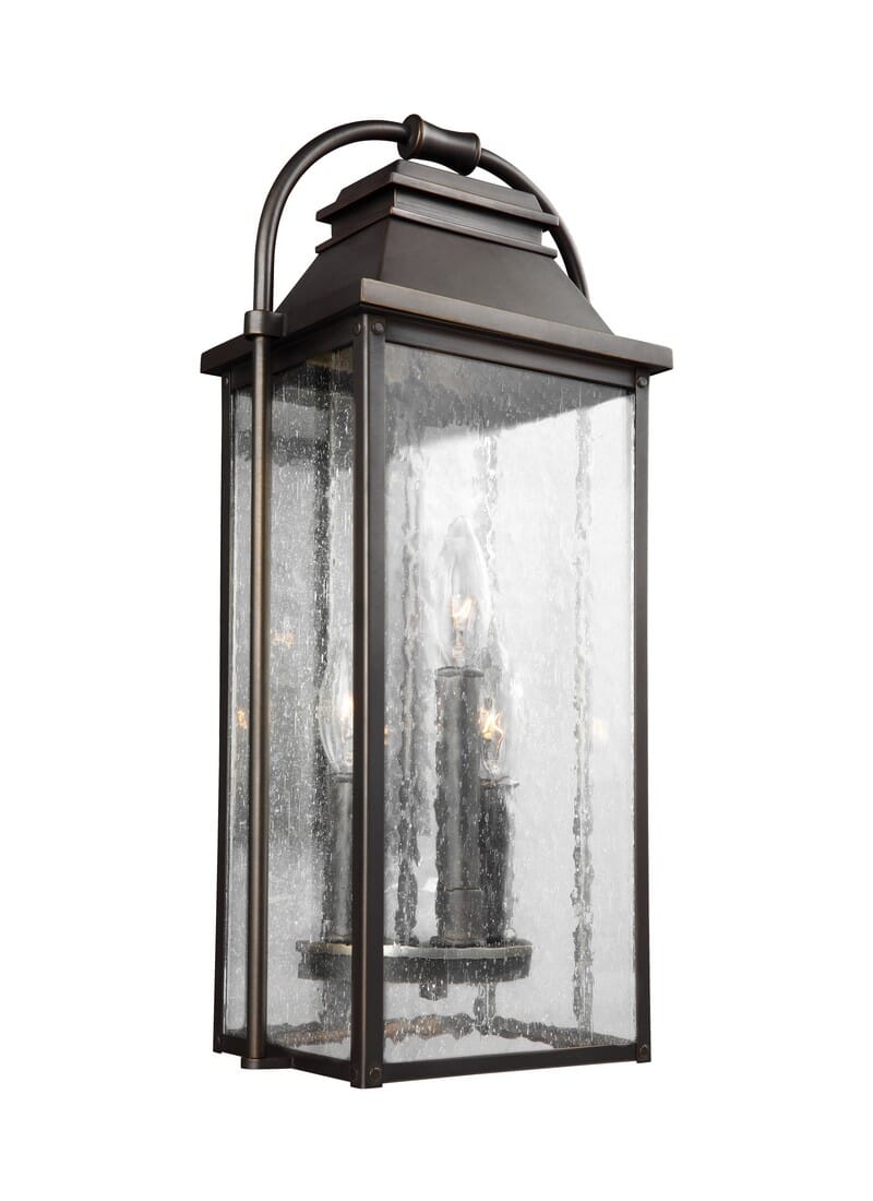 Feiss Wellsworth 18.25" 3-Light Outdoor Wall Lantern in Antique Bronze