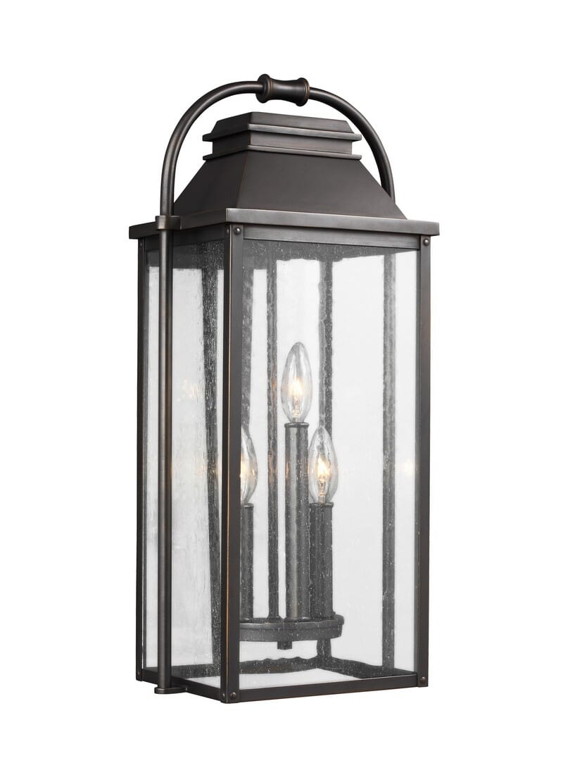 Feiss Wellsworth 22.75" 3-Light Outdoor Wall Lantern in Antique Bronze