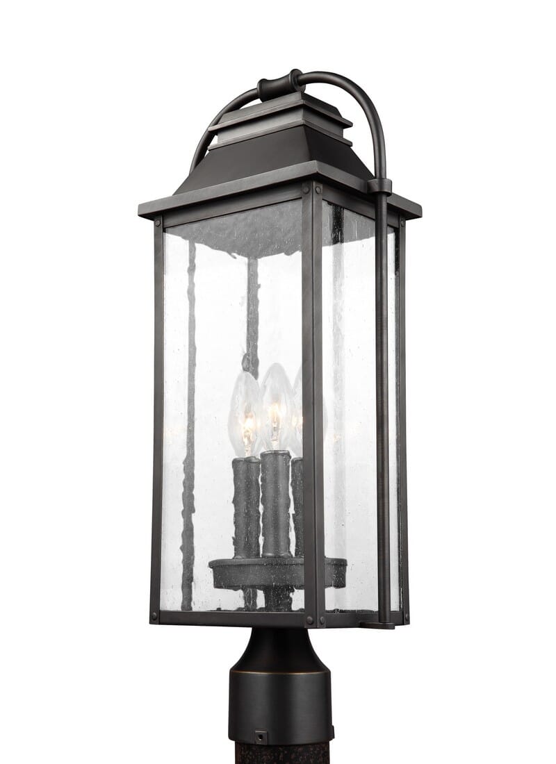 Feiss Wellsworth 20.75" 3-Light Outdoor Post Lantern in Antique Bronze