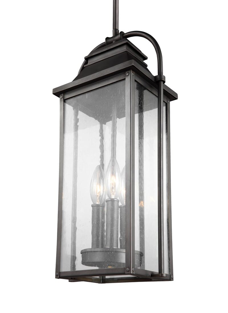 Feiss Wellsworth 3-Light Outdoor Hanging Lantern in Antique Bronze