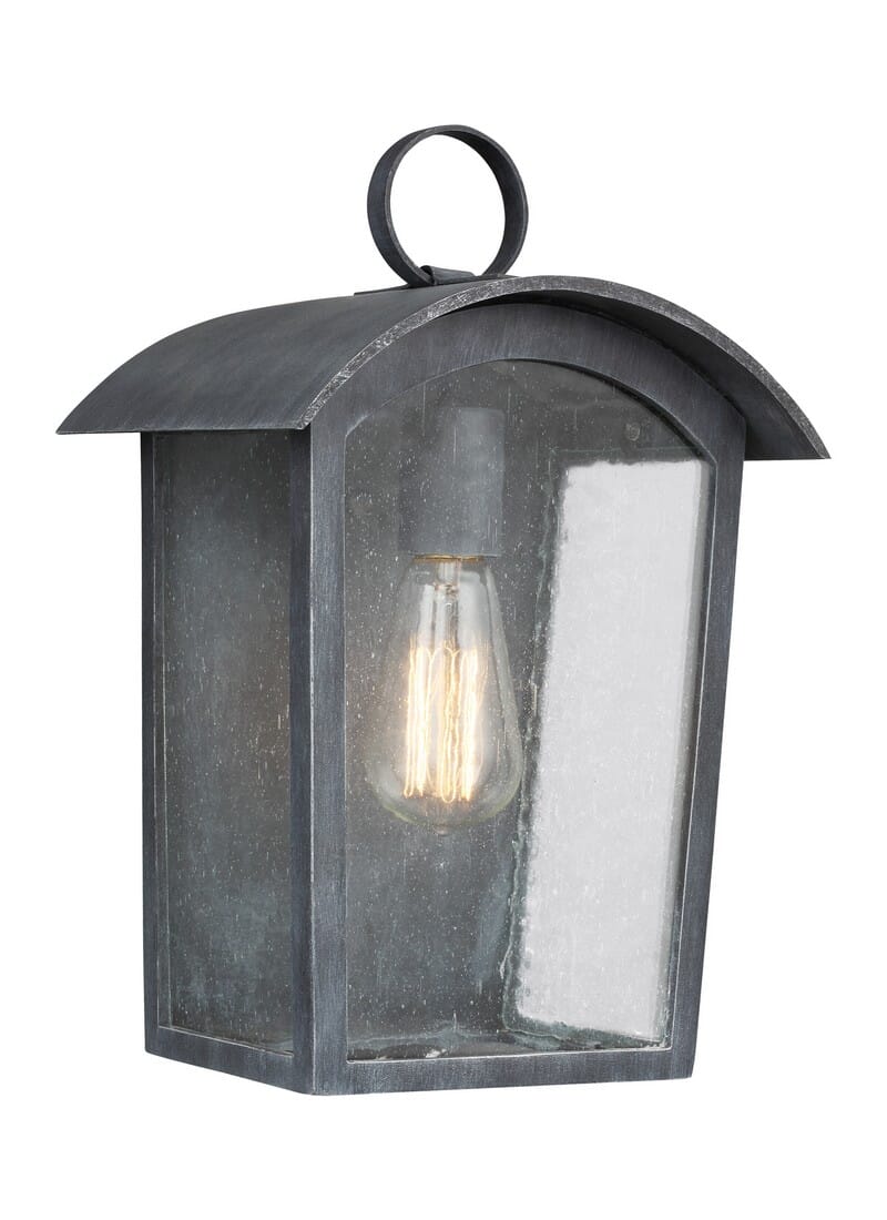 Feiss Hodges 13.75" Outdoor Wall Lantern in Ash Black