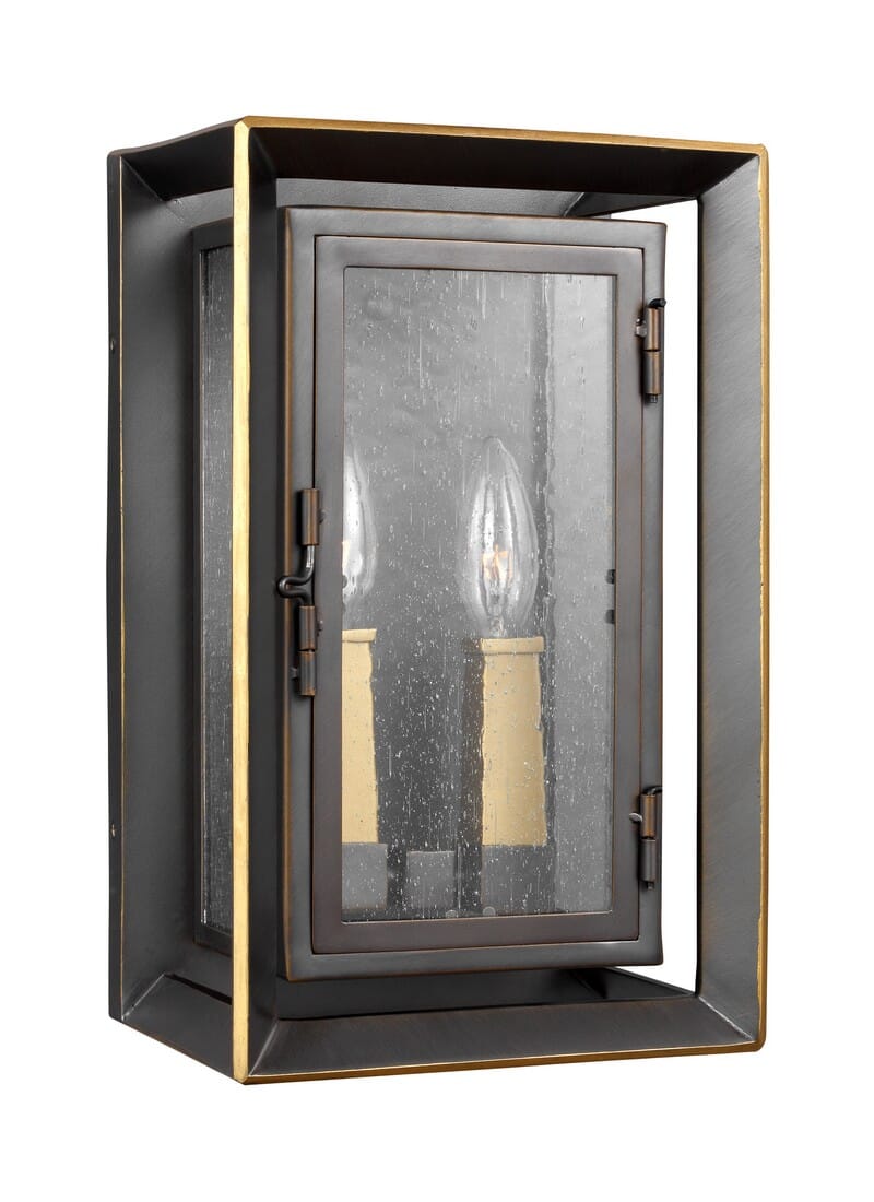 Feiss Urbandale 13" 2-Light Outdoor Wall Lantern in Bronze/Brass