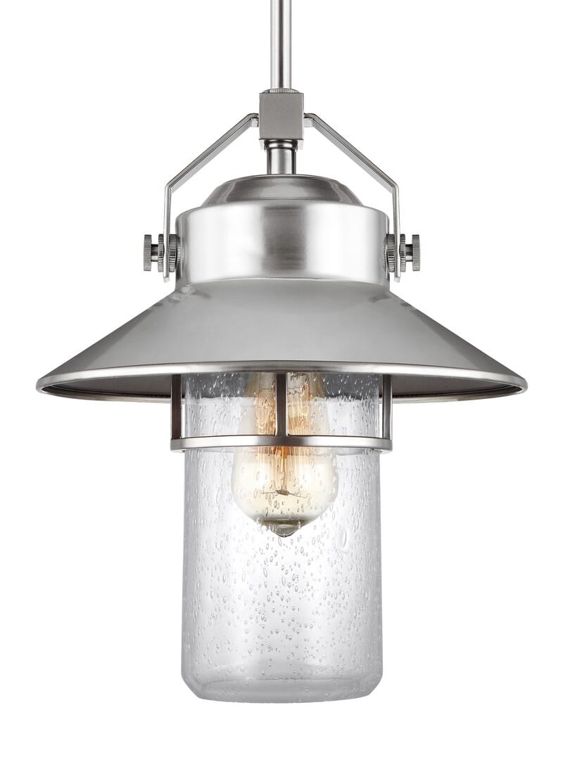 Feiss Boynton 13" Outdoor Pendant Lantern in Painted Brushed Steel