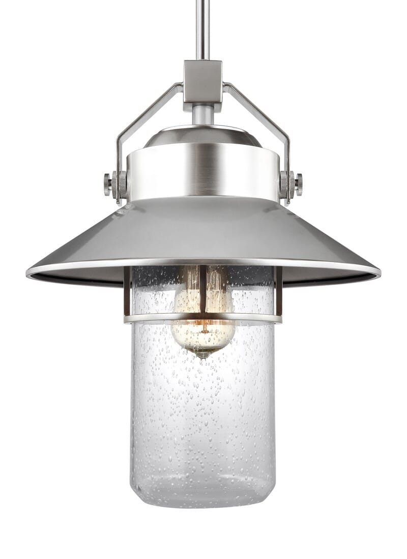 Feiss Boynton 15.5" Outdoor Pendant Lantern in Painted Brushed Steel