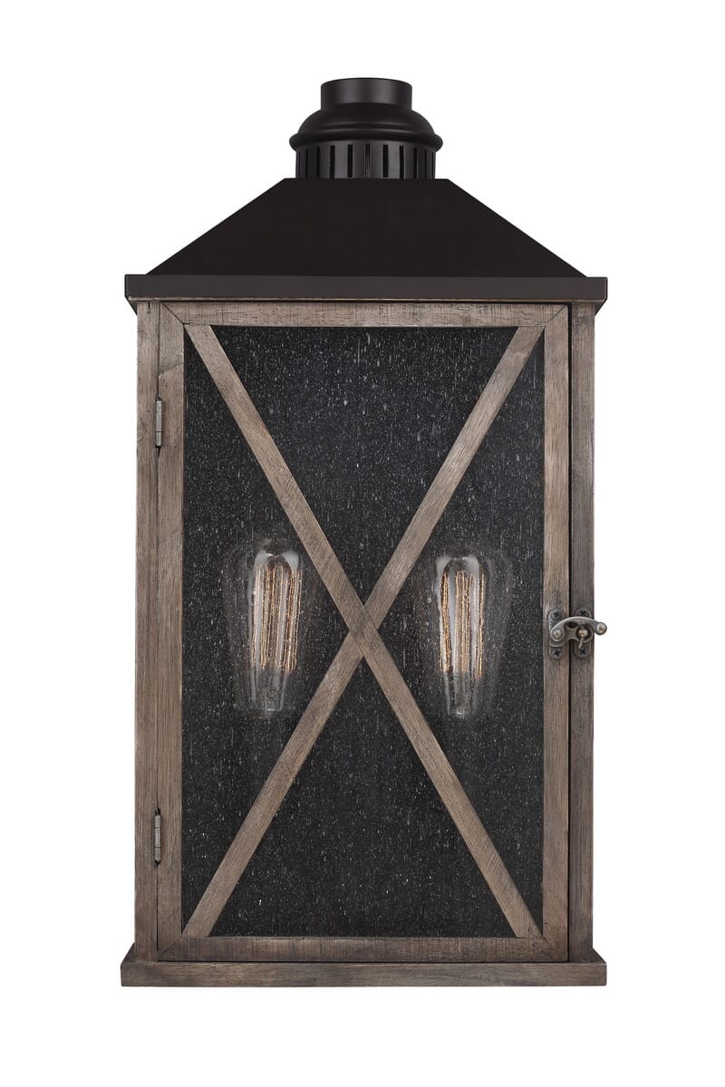 Feiss Lumiere 2-Light Weathered Oak & Bronze Outdoor Wall Lantern